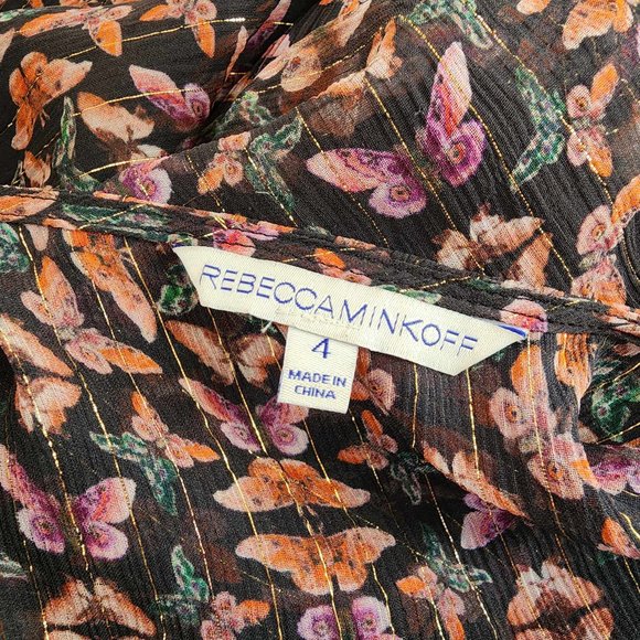 Rebecca Minkoff Butterfly Print Sheer Dress w/Gold Thread - Size 4 - Picture 4 of 4